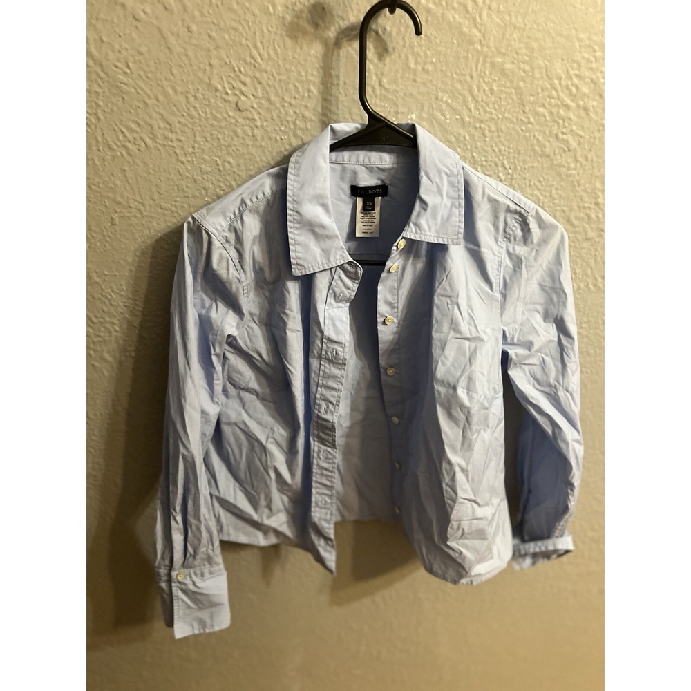 Talbots Womens Size XS Button Up Top Roll Tab Shirt